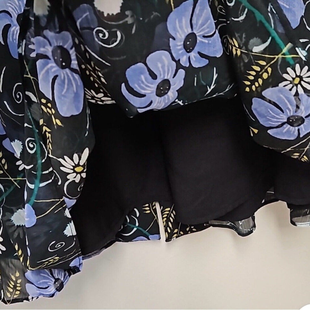 Banana Republic Black Floral Tie Neck Button Front Shirt Dress Sz S SLong Sleeve - Picture 5 of 9